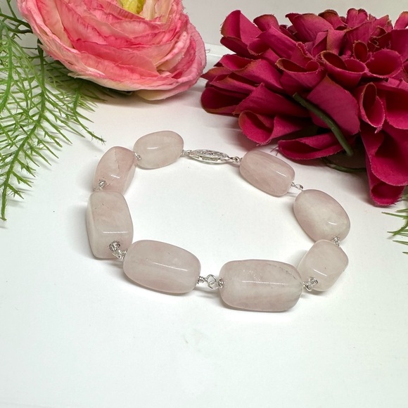 NEW⚜️Chunky Rose Quartz Gemstone Bracelet - Picture 4 of 5
